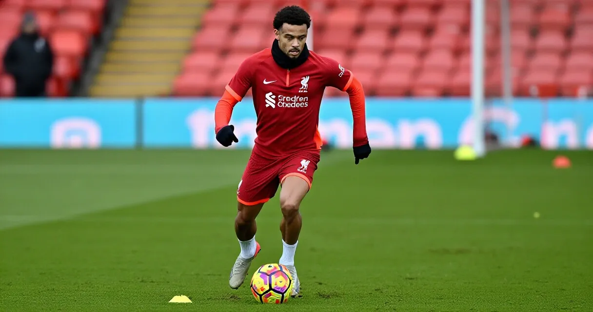 Aanvaller in training bij Liverpool FC op het trainingsveld