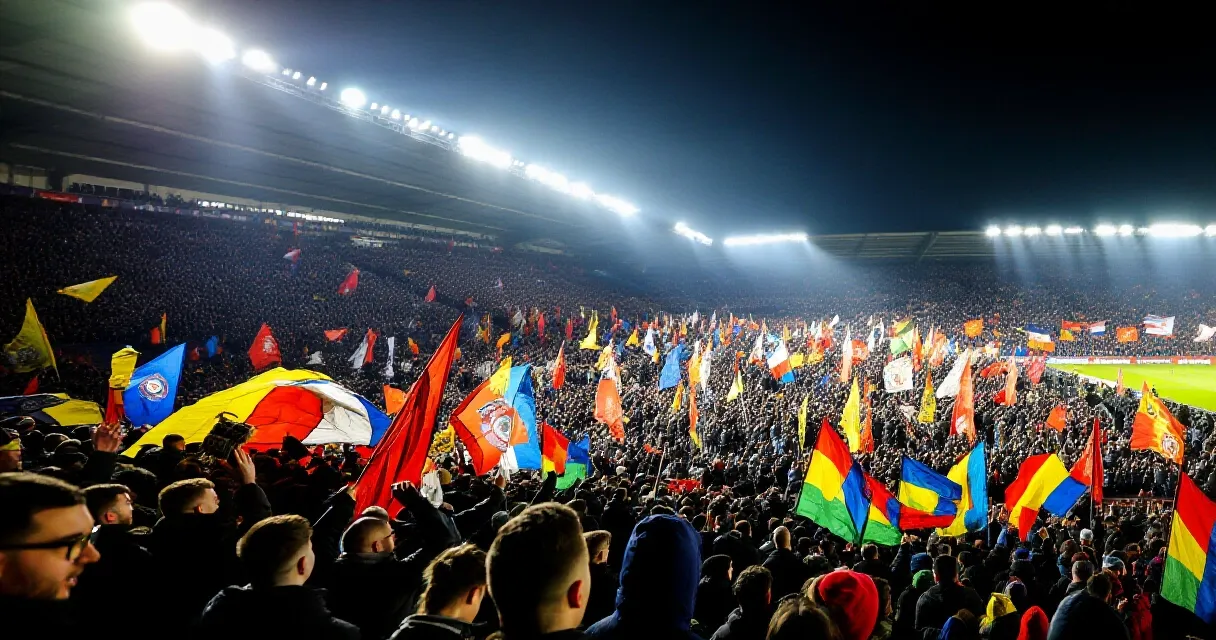 Rafael Leao sprinting with ball in AC Milan jersey at packed floodlit stadium