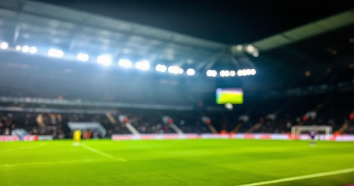 Football player training on a green pitch at a professional stadium
