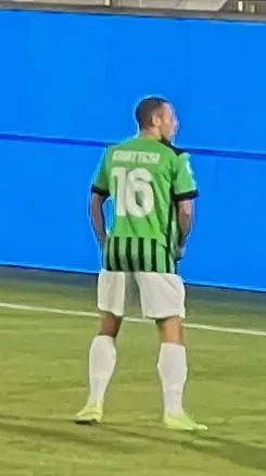 Italian midfielder celebrates a Serie A goal in a packed stadium