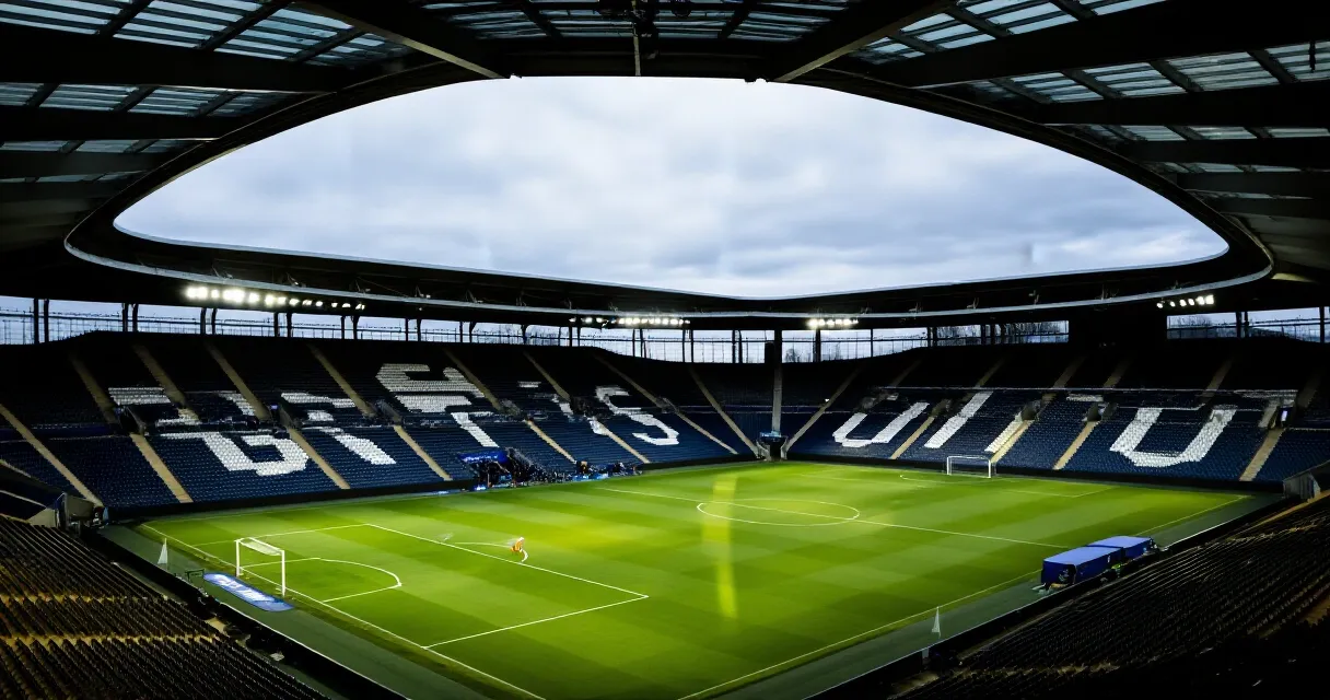 Football defender controlling ball during training session at professional stadium