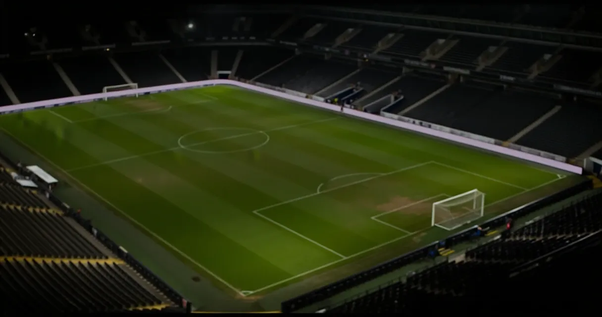 Footballer sprinting during training session at a Premier League stadium