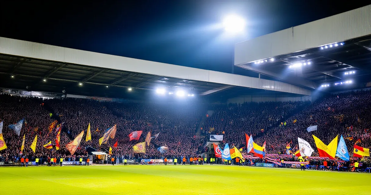 Goalkeeper diving to save a penalty in a packed Premier League stadium