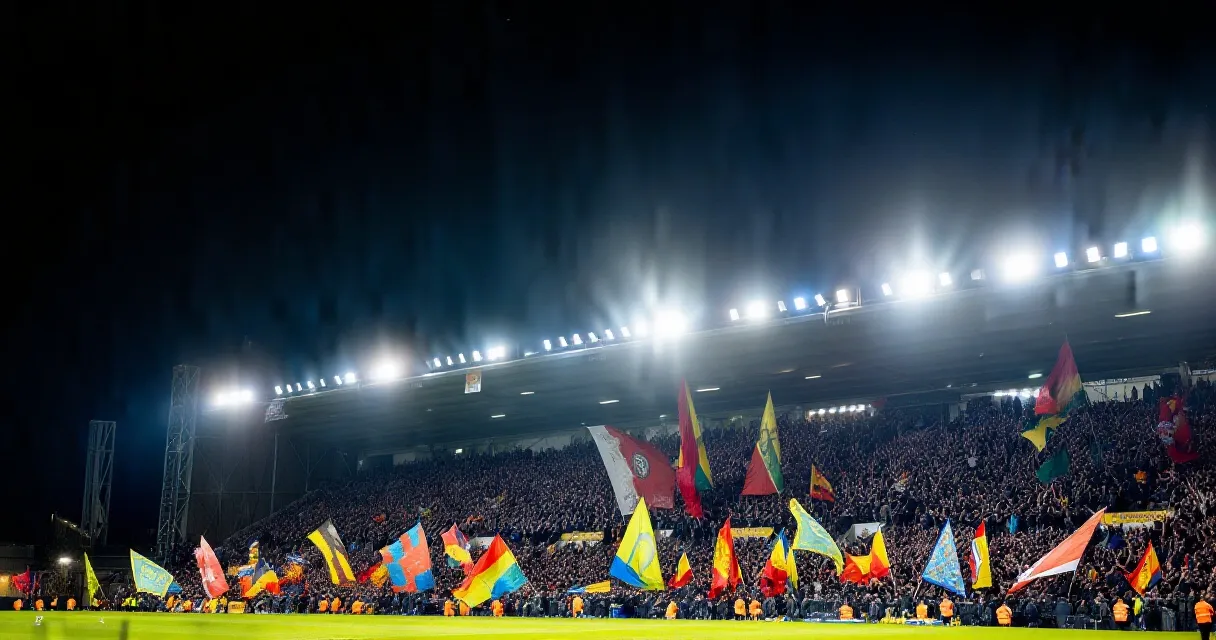サッカー選手がスポーツバッグを持って空港ターミナルを歩く様子
