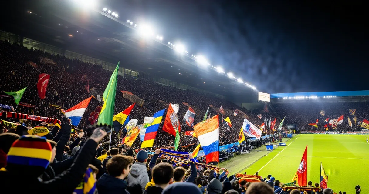 Ung målvakt gör en räddning under en Champions League-match på kvällen