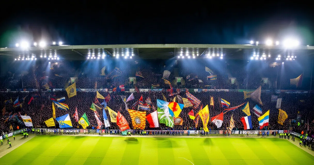 PSV Eindhoven player celebrates on the pitch under floodlights
