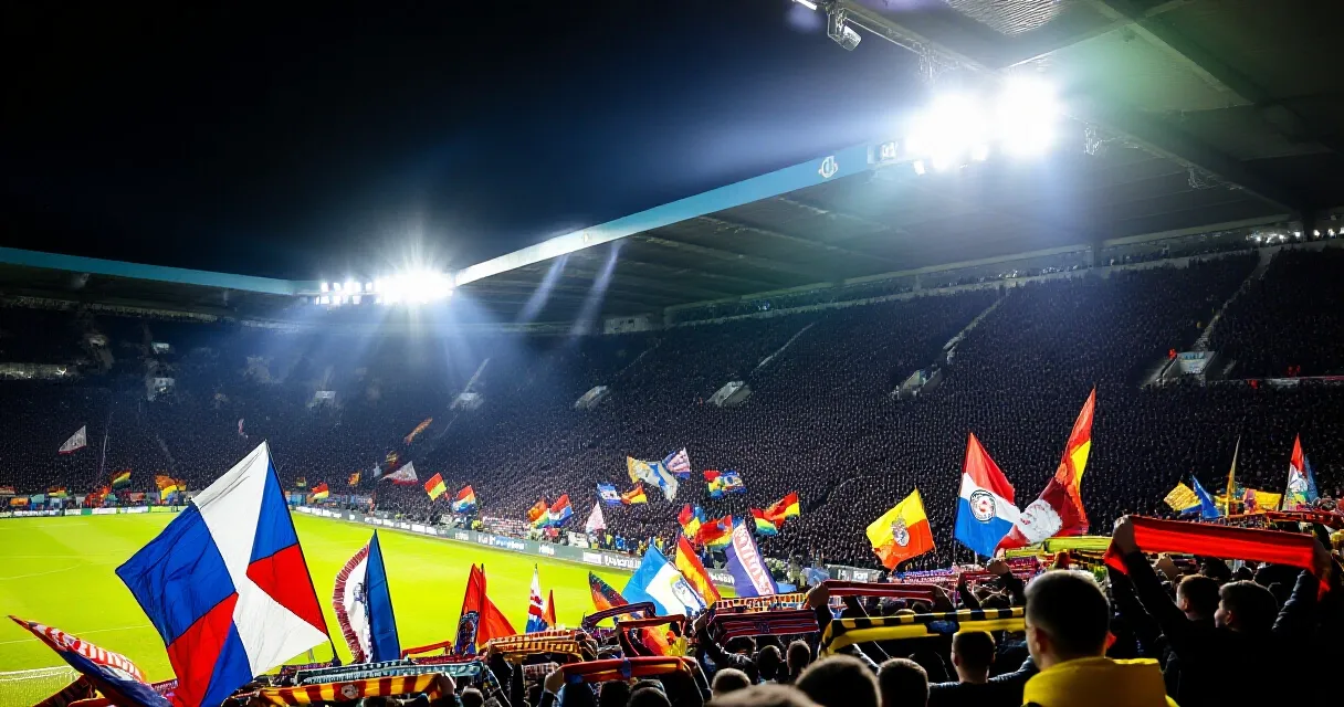 Packed Camp Nou stadium during Barcelona vs Feyenoord Champions League match