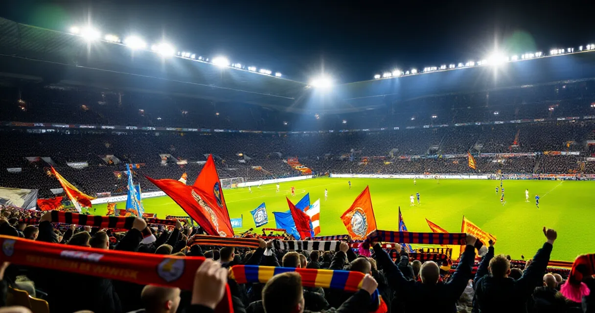 Floodlit stadium full of fans ahead of a Germany national team match
