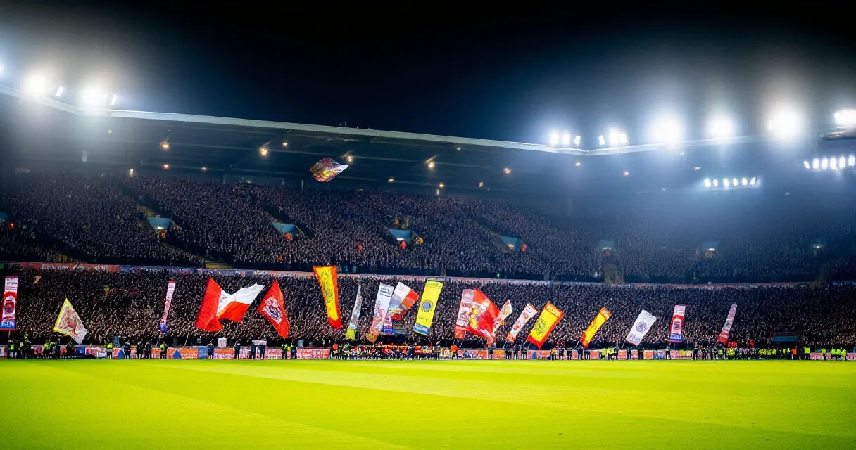 Footballer warming up pitch-side at a floodlit stadium before entering a match