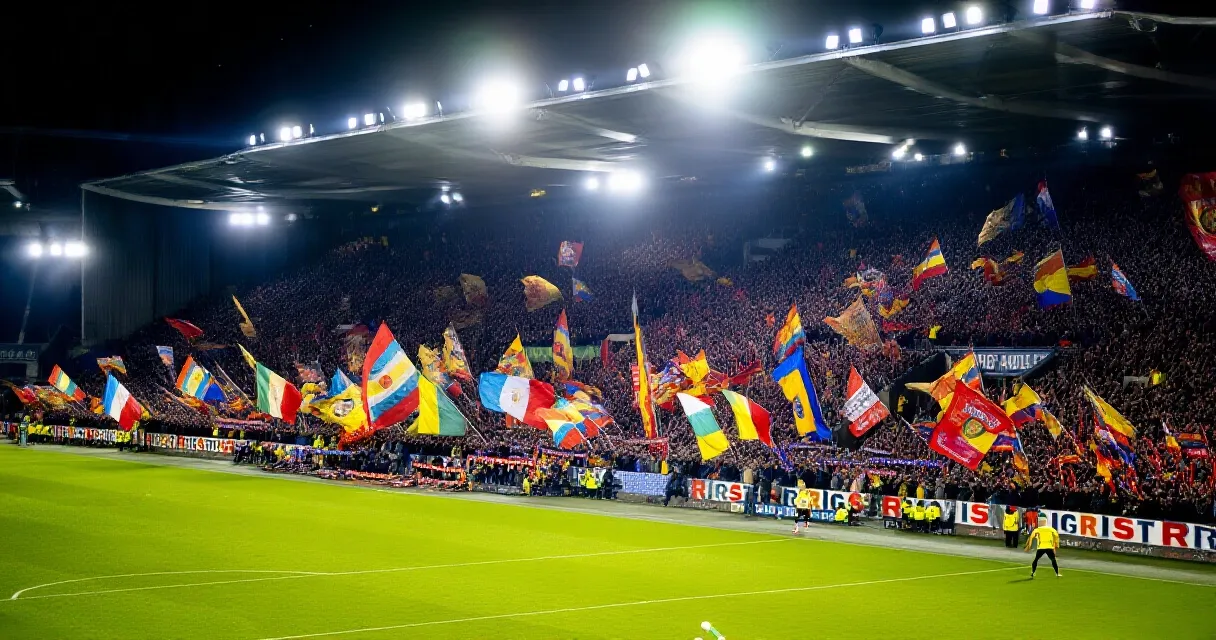Est&aacute;dio brasileiro lotado e iluminado durante partida noturna de futebol