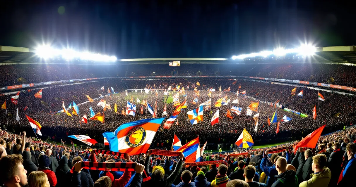 San Mames stadium filled with Athletic Club fans under floodlights