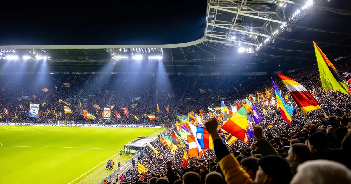 Grensrechter heft vlag bij buitenspelsituatie tijdens voetbalwedstrijd