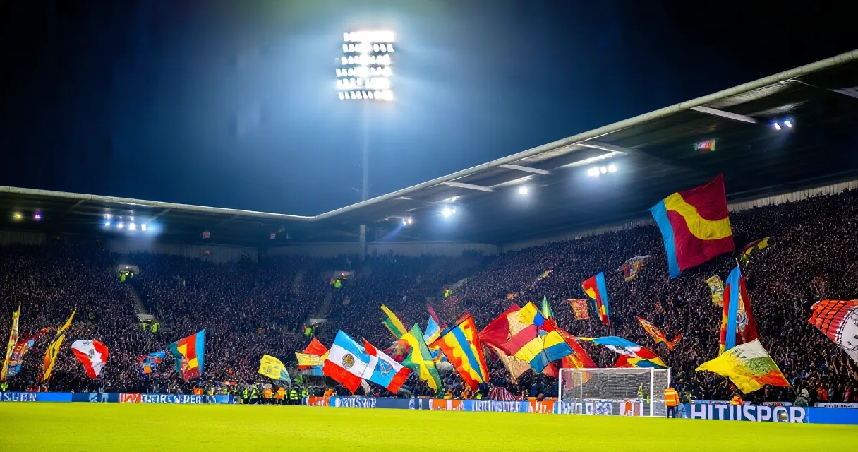 لاعب كرة قدم مشهور يحتفل بتسجيل هدف في ملعب كبير